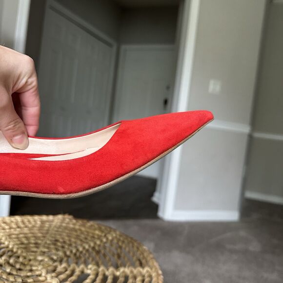 M.M. Lafleur The Lillian Pump - Italian Suede Red Heels Women’s EU 40 US 9/9.5 - Picture 12 of 14